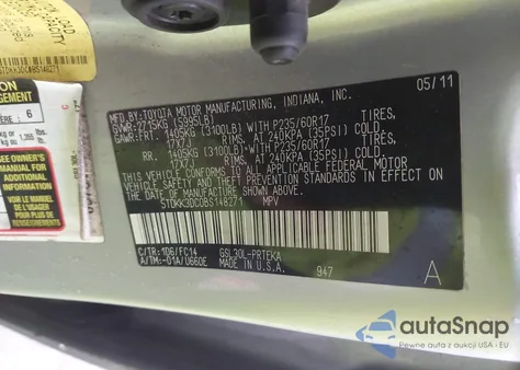 2011 Toyota Sienna Le V6 from USA, damaged, VIN 5TDKK3DC0BS148271